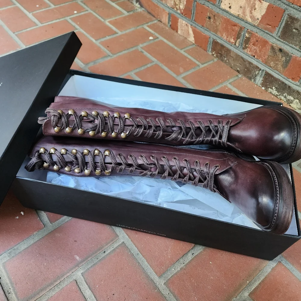 Vintage Foundry Distressed Riding Boots Brick Brown - Picture 14 of 16